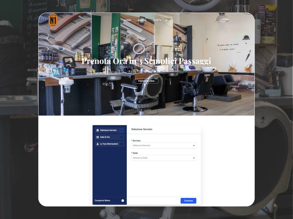 N1 Barber Shop website homepage